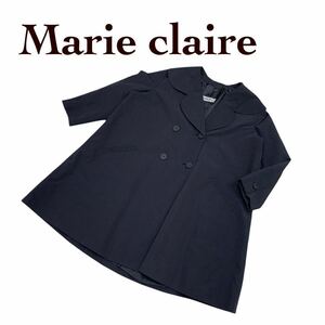 a40 フランス製 marie claire マリ・クレールステンカラーコート ロングコート ブラックコート コート 羽織り ブラック系 レディース ♪