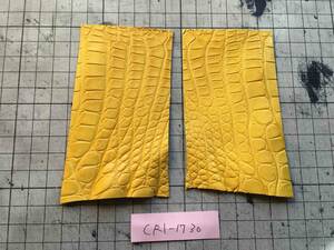 CR1-1730★最高級アメリカンアリゲーター マット イエロー黄色 クロコダイル レザークラフトはぎれハギレカードコインケースコンパクト財布