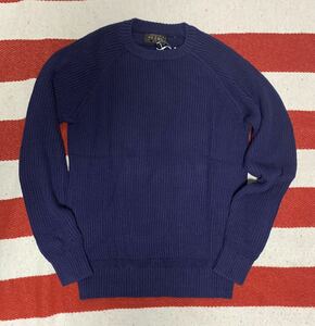  Beams plus crew neck knitted beams plus cotton knitted navy blue S