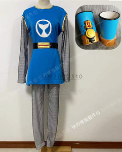  super Squadron Ninpu Sentai Hurricanger satin cloth gloss exist is li ticket blue costume play clothes manner ( tool wig shoes optional )