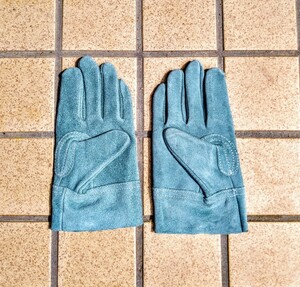 【新品未使用】ブルー 耐熱グローブ 耐熱 手袋 レザー キャンプ バーベキュー 
