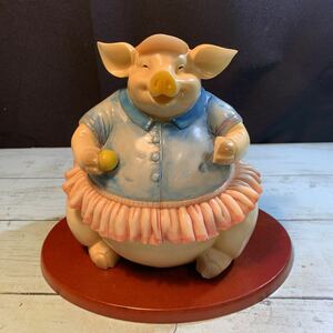  savings box pig pig .. antique collection ornament decoration pedestal attaching (3975)