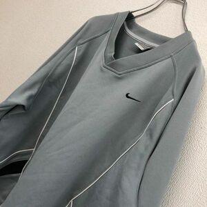 （A169)NIKE/ナイキ VネックロンT サッカー メンズ XL　グレー　（60）