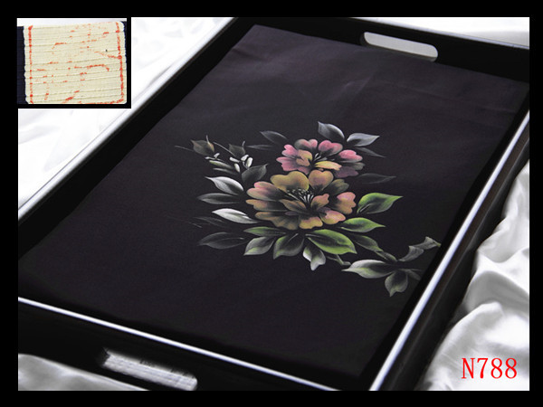 [N788] Obra maestra cuidadosamente seleccionada, shiose, trabajo del artista, teñido Yuzen pintado a mano, fondo negro, elegante, arte de alta calidad Nagoya obi, ◇Inspección◇ Kanzashi kimono fukuro obi Nagoya obi obijime, banda, Nagoya Obi, Confeccionado