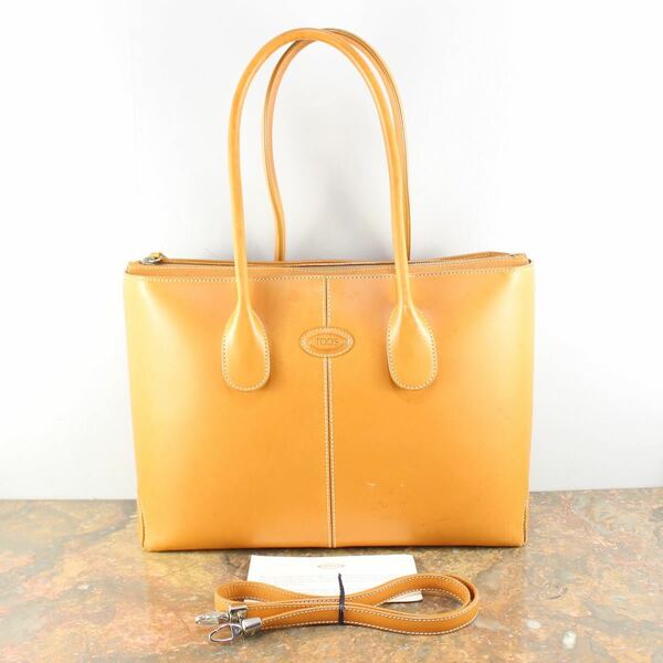 TOD'S LOGO LEATHER 2WAY TOTE BAG MADE IN ITALY/トッズロゴレザー2wayショルダートートバッグ