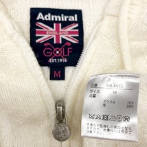 ADMIRAL GOLF アドミラル M レディース 若干薄手 ニット ダブルジップ パーカー カーディガン ケーブル柄 長袖 アクリル×毛 オフホワイト_画像3