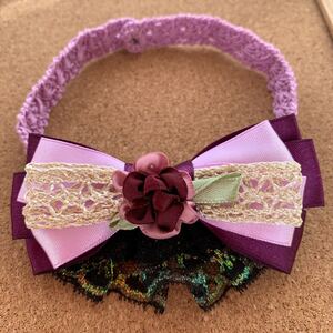 猫さん用首輪 ハンドメイド首輪 レース糸とリボンで作ってます。サイズ 25cm〜27cm 値下げ