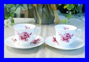 ○美品 ノリタケ Noritake スタジオコレクション 花柄 カップ&ソーサー 2客 D2096