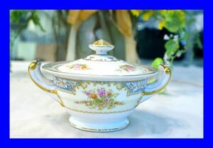 ○美品 1933年 オールドノリタケ Noritake 月桂樹 M リボン付 印 花柄 ポット D2101