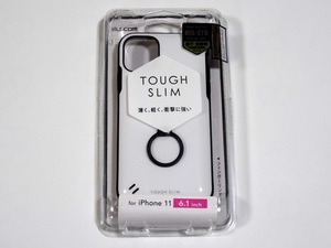 iPhone11 タフスリムケース 耐衝撃 ホワイト 白 落下防止リング 6.1inch