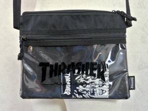  prompt decision!! Thrasher .. none sakoshu bag black base table transparent pocket used 