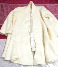 白フローラルホワイトふわふわフレアコートカーディガン/外套/アウター White floral white fluffy flare coat cardigan mantle_画像1