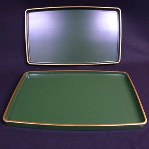 l220 length person tray 2 point together green green gold . plain O-Bon tray retro simple antique /100