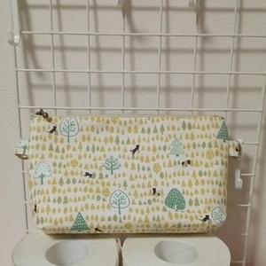ハンドメイド ポーチ 森と猫