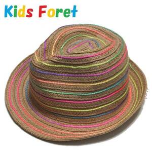 ★新品・格安★ キッズ Kids Foret レインボーボーダー中折れ帽 (52cm)ペーパー BEG