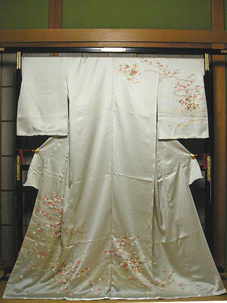 Sin medida, Seda Pura, Yuzen homongi pintado a mano (con ocho perchas), kimono de mujer, kimono, vestido de visita, sin medida