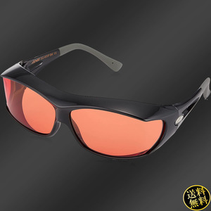 【180度の広い視界】 オーバーサングラス 偏光レンズ UVカット大型メガネ対応 パノラミックビュー ドライブ スポーツ ブライトオレンジ
