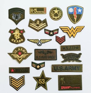ワッペン アイロン ミリタリー L 20枚 セット リメイク 軍物 アーミー 迷彩 サバゲー 刺繍ワッペン 大量 新品