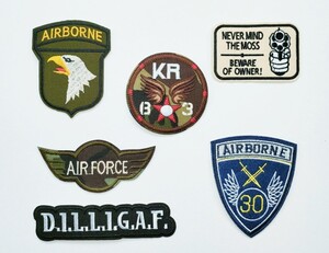 ワッペン アイロン ミリタリー E 6枚 セット リメイク 軍物 アーミー 迷彩 サバゲー 刺繍ワッペン 大量 新品