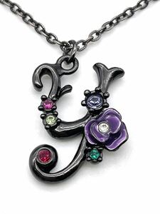 ANNA SUI Anna Sui * initial necklace * rhinestone enamel 