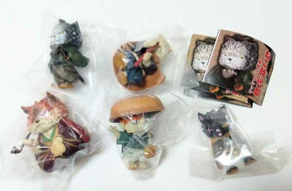 ねこ時代劇　造形コレクション　全5種セット　フィギュア　三条獅子　カプセルトイ　ガチャ