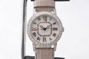 A◆Lunage ルナージュ AD-003 ダイヤモンドベゼル 0.5CT シェル文字盤 ラウンド型 クォーツ レディース 腕時計◆