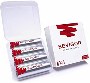 赤 4パック BEVIGOR 単三形 リチウム乾電池 長持ち 電池1.5V 3000mAh 4本 耐低温 一次電池 大容量 電池