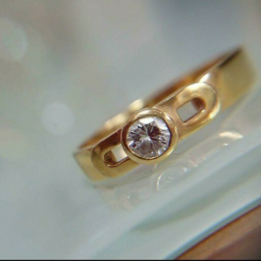 【ハイブランド】Dior☆美しい輝き一粒ダイヤモンドゴールドリング#11