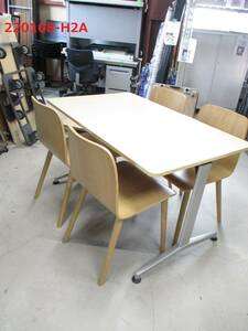 テーブルセット/木製椅子×４脚+Ｗ１２００テーブル/中古即決品★　商品番号220108-H2A