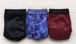Wacoal BROS ワコールブロス ボクサーパンツ Lサイズ 迷彩 ブラック&花柄 パープル&ストライプ ボルドー 3枚セット ☆送料無料