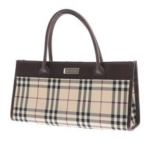 BURBERRY バーバリー ハンドバッグ ノバチェック チェック柄 レザー レディース ファッション 鞄 ブラウン ベージュ 中古_画像2