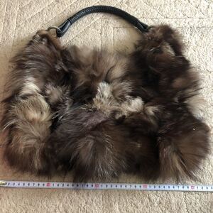 美品 ファーバッグ ショルダーバッグ ダークブラウン