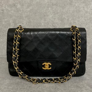 1円 シールあり 0番台 CHANEL シャネル ラムスキン マトラッセ レザー ココマーク チェーン ダブルフラップ ショルダーバッグ 26722