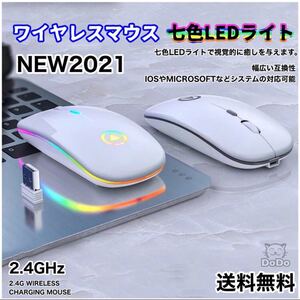 2.4Ghz ワイヤレスマウス 無線 充電式 静音 超軽量 USB 薄型 IOS/Microsoft 無線マウス LEDライト