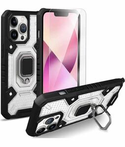 iPhone13/13 Pro 6.1ケース iPhone 13/13 Proカバー 6.1インチ レンズ保護 米軍MIL規格取得 耐衝撃 全面保護 指紋防止 軽量薄型(ブラック)