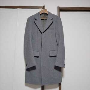 *junhashimoto кашемир . шерсть 3D CHESTER COAT серый 2 Jun - si Moto Пальто Честерфилд cashmere сделано в Японии 