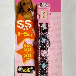① SS 新品 Petio 超小型犬～小型犬 女の子 首輪 ペティオ ハート 星 黒Xピンク