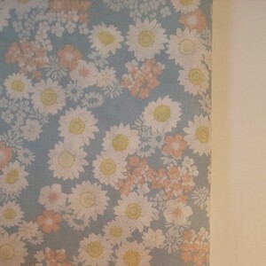 nina 花柄 はぎれシーチング生地 ライトブルー 生地巾約108cm×約50cm