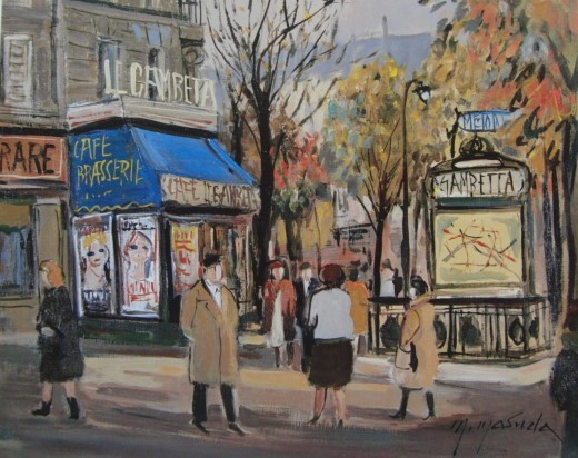 Makoto Masuda, Paris in Autumn, Paris landscape, Vintage and rare framed art, Comes with custom mat and brand new Japanese frame, free shipping, Painting, Oil painting, Nature, Landscape painting
