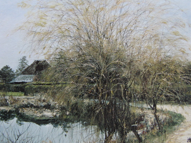 Mukai Junkichi, Le printemps à Yanagawa, Chikugo, Un rare livre d'art encadré grand format, Livré avec un passe-partout personnalisé et un tout nouveau cadre japonais, livraison gratuite, Peinture, Peinture à l'huile, Nature, Peinture de paysage