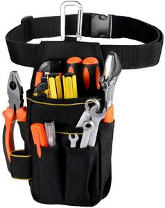 [VOW&ZON] 工具入れ 腰袋 工具袋 小物入れ 作業袋 ウエストバッグ カラビナフック ベルト付 多機能ポケット コンパクト
