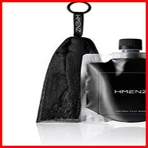 HMENZ 洗顔 メンズ 濃密黒泡 クレイ 炭 配合 洗顔 ネット 付き 130g
