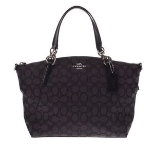 COACH コーチシグネチャー ハンドバッグ 黒 レディース キャンバス/レザー 2WAYバッグ