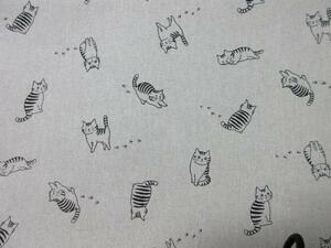 綿麻 キャンバス 110×200cm 生地 はぎれ 日本製 猫 キジトラ