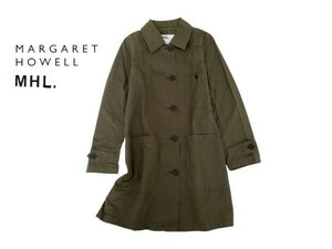 N33○ 大人かわいい MARGARET HOWELL ロングコート ジャケットコート サイズ1 オリーブ カーキ マーガレットハウエル