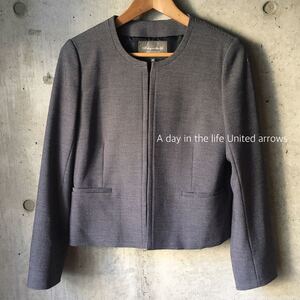 【美品】ノーカラージャケット 通勤用ジャケット テーラードジャケット卒園式 入学式 ツイードジャケット green label