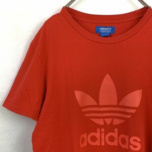 adidas アディダス トレフォイル 半袖Tシャツ 赤 Lサイズ デカロゴ