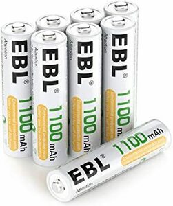 単4電池 EBL 単4電池 充電式電池 1100mAhニッケル水素充電式電池、収納ケース付き8パック 単四電池 充電池