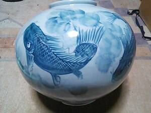  sea blue ~* common carp | flower vase, "hu" pot 