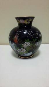 未使用 花図 花瓶 花器 花入 壺 焼き物 陶器 金彩入り 花柄 小花 華美